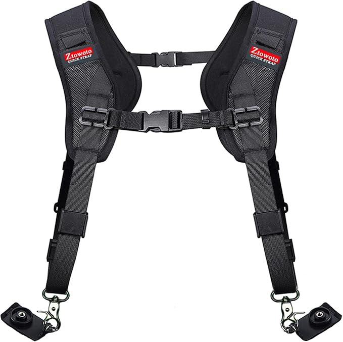 Double Shoulder Camera Strap Harness Quick Release Adjustable Dual Camera Tether Strap for DSLR SLR Camera (focus) by ztowoto
