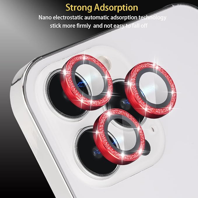 Camera Lens Protector for iPhone 16 Pro/16 Pro Max, Glitter Red | Tempered Glass, Auto-align Tray, Easy Installation, Case Friendly, Anti-Scratch, HD Clear, Ultra Slim - Image 4
