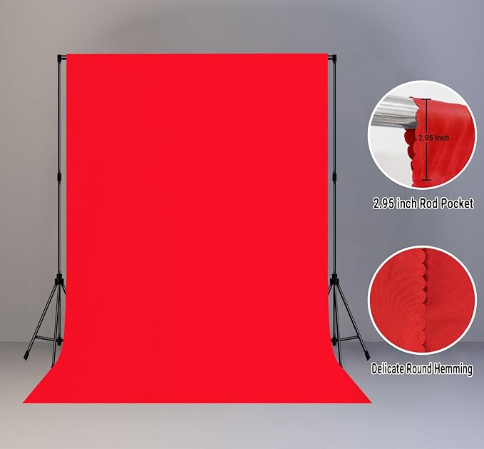 Red Photography Backdrop for Photoshoot, Fabric 5x7ft | Polyester Studio Photo Backgrounds, Non Reflective, Easy to Hang, for Portrait Shoot, Product, Party Decor, Video Creation - Image 2