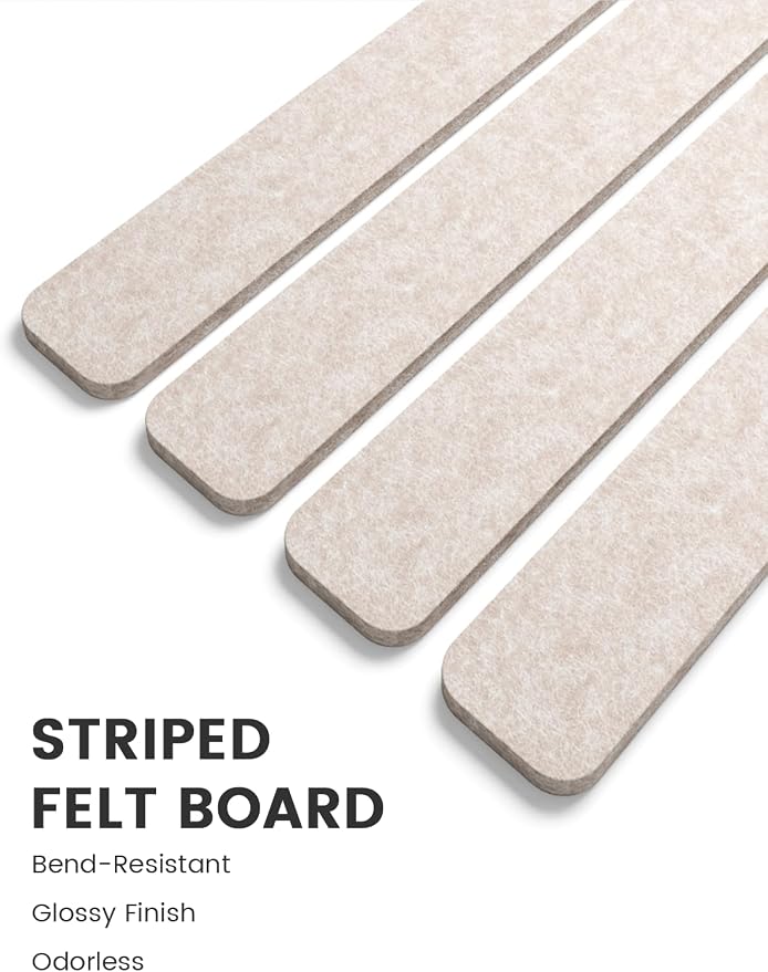 Fluxynara 13" x 2" Felt Wall Panels, Oatmeal | 8-Pack Includes 50 Push Pins and Adhesive Tabs for Photos, Notes and Decor in Bedroom Doors, Home Office or Studios - Image 3