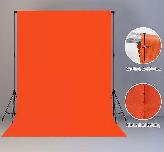 Orange Photography Backdrop for Photoshoot, Fabric 10x20ft | Polyester Studio Photo Backgrounds, Non Reflective, Easy to Hang, for Portrait Shoot, Product, Party Decor, Video Creation - Image 2