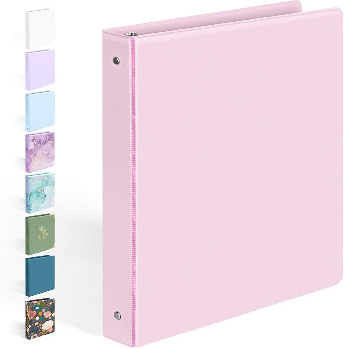 BinderX 3 Ring Binder 1 Inch, 1" Clear View Binder, Pink, Letter / A4 Size | Extra Durable, PVC-Free, Customizable, Interior Pockets, 175-Sheet Capacity, Eco-Friendly, Reinforced Hinge, School, Office by Sooez