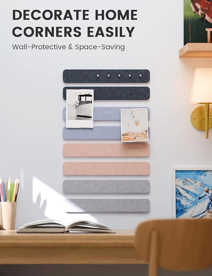Fluxynara 13" x 2" Felt Wall Panels, Nordic Moonlight | 8-Pack Includes 50 Push Pins and Adhesive Tabs for Photos, Notes and Decor in Bedroom Doors, Home Office or Studios - Image 4