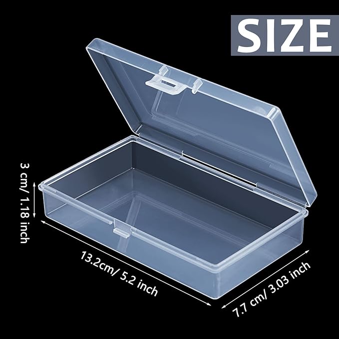 SATINIOR 12 Pack Clear Plastic Beads Storage Containers Box with Hinged Lid for Beads and More (5.2 x 3.03 x 1.18 Inch) - Image 2