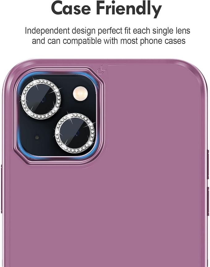 for iPhone 14/14 Plus Camera Lens Protector Bling Diamond, Red | Individual Metal, 9H Hardness, Scratch Resistant, Shockproof, Drop Protection, Case Friendly, Stylish Accessories - Image 6