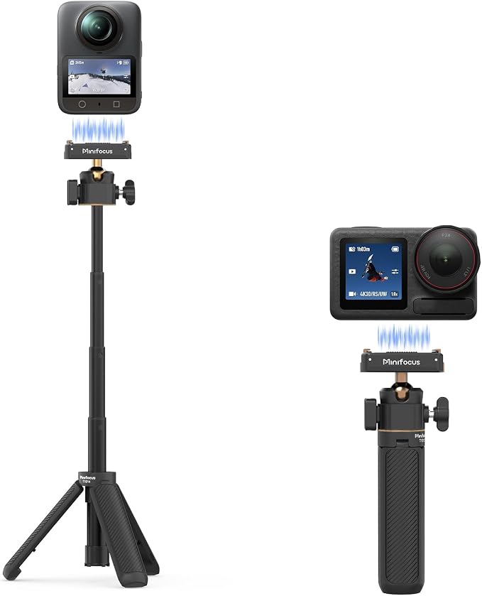 Mini Extension Tripod with Magnetic Quick Release Compatible with Osmo Action 5 Pro/4/3, Osmo 360, 2-in-1 Extendable Selfie Stick Tripod 360° Ball Head & Cold Shoe Mount Handle Grip/Extendable Rod | Travel Handle Grip for Action 5PRO/4/3|Cold Shoe Moun... by MINIFOCUS