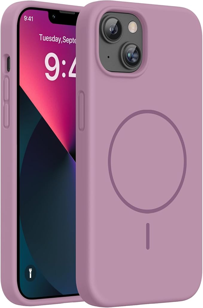 Miracase Silicone & Magnetic for iPhone 13 Case, Blackcurrant | Compatible with MagSafe, Soft Microfiber Lining, Premium Silicone Cover Shockproof Drop Protection Phone Case for 13 by Miracase