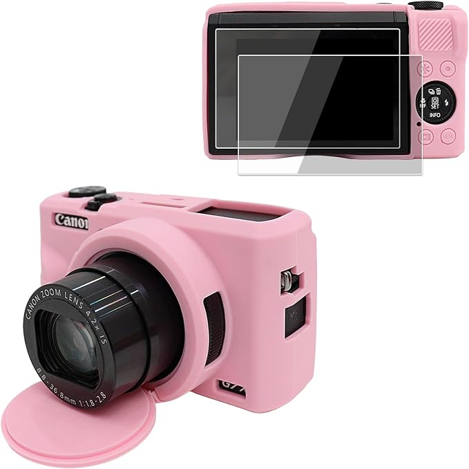 VOVMOEYA Camera Case for Canon Powershot G7 X Mark III with 2PCS Screen Protector,Full Pritection Soft G7X III Silicone Case Detachable Lens Cover Protective Cover for Canon G7XIII G7X3-Pink - Image 8