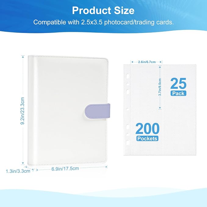 2x3 Photo Album,Refillable PU Leather A5 Photocard Binder with Adjustable Page,200 Pockets for Fujifilm Instax Mini 12 11 9 40 99 90 8 7 Evo LiPlay,Polaroid Snap PIC-300 Z2300 Instant Cameras (Purple) - Image 3