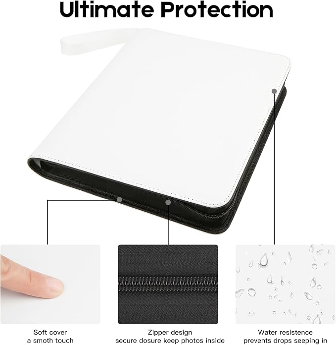 Veicevol 256-Pocket Album for Polaroid i-Type, 600 & SX-70 Photos, White | Designed for Fujifilm Instax Wide Photos, Water-Resistant PU Leather Cover, Zipper Closure, Securely Holds Up to 256 Photos - Image 4