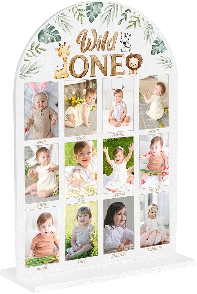My First Year Photo Board Baby Milestone Signs One Year of Baby Photo Board, Best Babies Keepsake 10x14 Inches Acrylic Sign Decor Fits 2" x 3" Photo A01 by WelcometoMgfyfghj