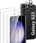 LYWHL for 3 Pack Samsung Galaxy S23 Tempered Glass Screen Protector with 2 Pack Camera Lens Protector, Support Fingerprint Unlock, Sensitive Touch 9H Shatterproof Bubble Free Case Friendly by LYWHL