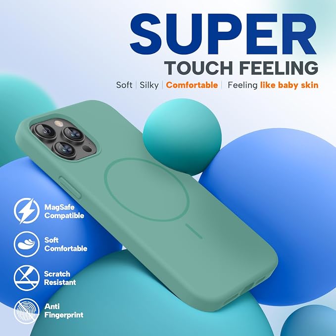 Miracase Silicone & Magnetic for iPhone 12 Pro Max Case, Midnight Green | Compatible with MagSafe, Soft Microfiber Lining, Premium Silicone Case Shockproof Drop Protection Phone Case for 12 Pro Max - Image 4