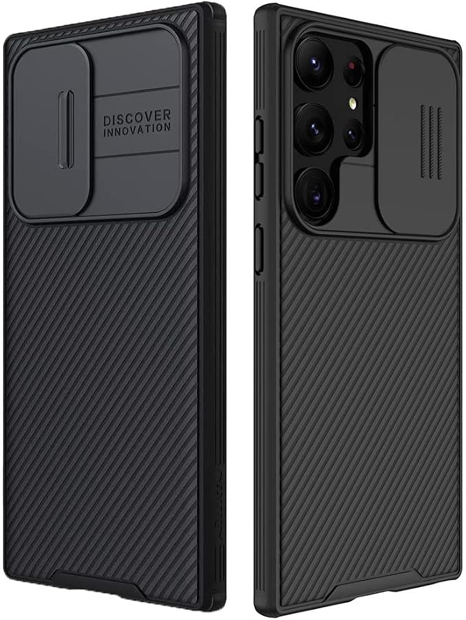 Samsung Galaxy S23 Ultra Case with Camera Cover,Slim Fit Thin Polycarbonate Protective Shockproof Cover with Slide Camera Cover, Upgraded Case for Samsung Galaxy S23 Ultra Black by Mangix