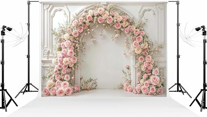 Kate 10×6.5ft (3×2m) White Plaster Line Wall Backdrop Photography Arched Flower Door Indoor Birthday Girl Party Party Wedding Maternal Portrait Background Photography Studio Props Photos Videos by KateBackdropforPhotography
