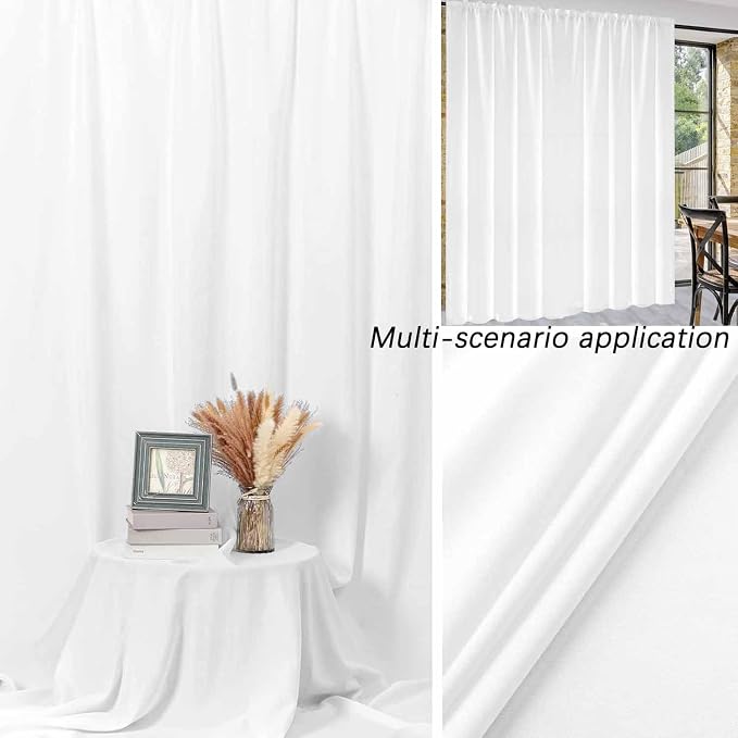 5x7ft White Backdrop for Photography, Pocket Design Photo Booth Background for Portrait Photoshoot, Party Decorations and Video Studio Background, White Backdrop Curtain for Soft Fabric Drapes - Image 4