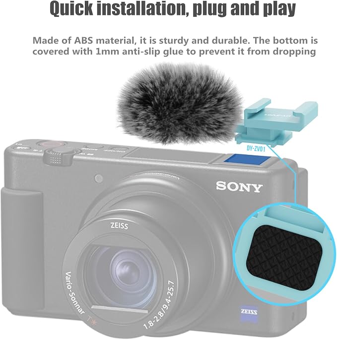 (2 Pack) Cold Shoe Adapter for Sony ZV-1,ZV-1 II,ZV-1F,ZV-E10,ZV-E1M2/ZV-E1 | Can be equipped with a mic and a fill light,for vlogging;fur reduces wind noise,Weighs as little as 6g,Non-slip,plug and play - Image 2