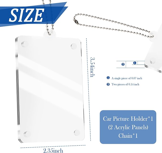 Car Picture Holder with Chain for Hanging Rearview Mirror Accessories,3.54" Magnetic Car Picture Frame Ornament to Display Photo,Personalized Cars Hanger for Couples Photo Holder - Image 2