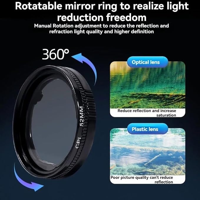 2-in-1 Magnetic CPL & Star Filter Lens, 52mm Phone Camera Lens Filter Kit, Anti-Glare Polarizing Mount Adapter Compatible for iPhone (1PC) - Image 5