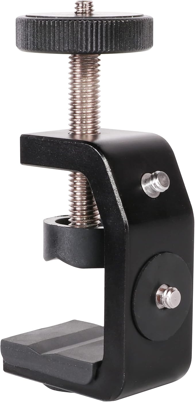 C Clamp Camera Clamp Mount with 1/4" Screw for Photo Studio Video DSLR,Cameras, Light Stand, Desk, Rods, Hooks, Shelves, Cross Bars by QYXINC