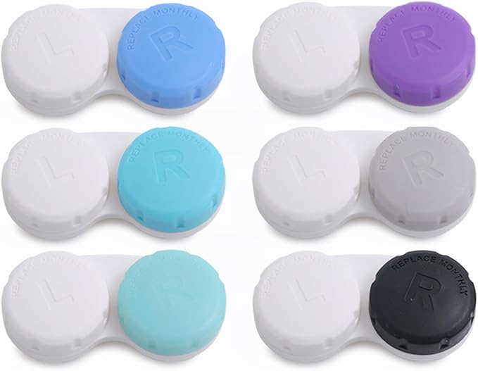 DEWSENSI 6 Pack Contact Lens Case, Colorful Empty Contact Lens Cases Box Holder Container for Storage, Travel, Daily Home Use (Multi-color A) by DEWSENSI