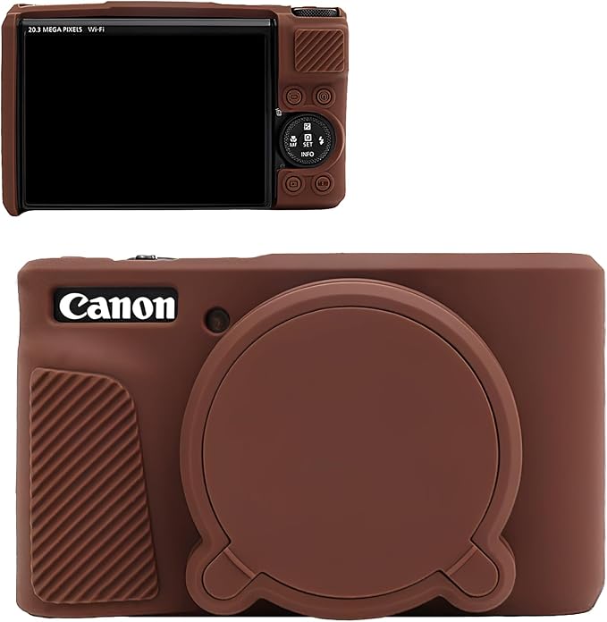 MUZIRI KINOKOO Silicone Case Compatible for Canon Powershot SX740/SX730 HS Digital Camera - Soft Rubber SX740 HS Protective Sleeve with Removable Lens Cover - Anti-Slip & Anti-Scratch - Dark Brown - Image 8