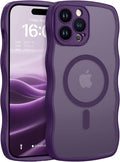 BENTOBEN Magnetic for iPhone 14 Pro Max Case, Cute Wavy [Full Camera Protection][Compatible with MagSafe] Matte Anti-Slip Bumper Women Girls Boys Protective Cover for 14 ProMax 6.7", Deep Purple by BENTOBEN