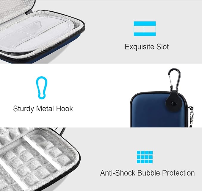 Lacdo Hard Drive Carrying Case for Western Digital WD Elements/WD My Passport/My Passport Ultra Portable External Hard Drive HDD 1TB 2TB 4TB 5TB 6TB USB 3.0 Protective Storage Travel Bag, Blue - Image 3