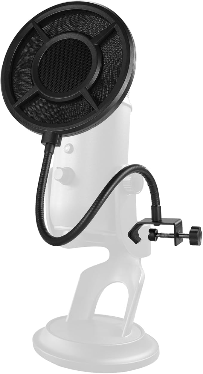 NEEWER Metal Pop Filter for Microphone, Six Layer Professional Foam Mic Isolation Shield Windscreen Cover with Flexible Arm for Podcast Live Streaming Voice Over Singing Studio Music Recording, MS044 by Neewer