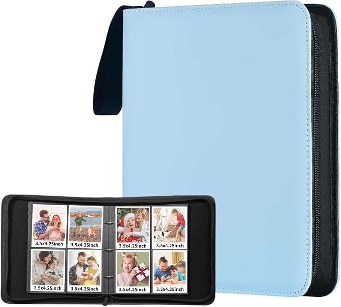 Polaroid Photo Album Book with 240 Pockets 3.5x4.25 Inch Pictures Fits for Polaroid i-Type, 600, SX-70，Go instant photos and Fujifilm Instax Wide Square Photos (Pastel Blue) by Unknown