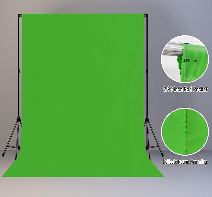 Green Screen Backdrop for Photoshoot, Fabric 10x20ft | Polyester Studio Photo Backgrounds, Non Reflective, Easy to Hang, for Portrait Photography, Live Streaming, Video Creation - Image 2