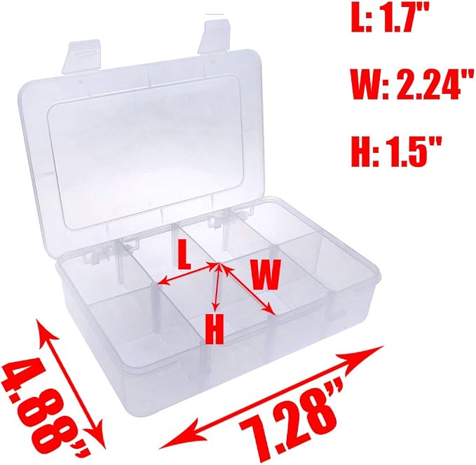 Xiaoyztan 8-Bin Clear Plastic Organizer with Adjustable Dividers 7.3x4.9in | 8-grid clear organizer with adjustable dividers for jewelry, beads, tackle, and crafts - Image 2
