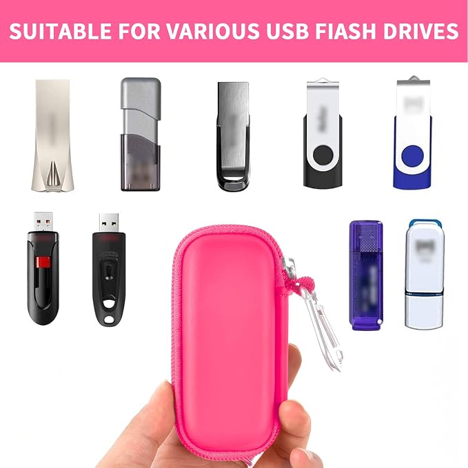 USB Flash Drive Case, SD Card/Thumb Drive/Memory Cards Holder, Bag Only | SDXC/SDHC Storage, Electronic Accessories Organizer for SanDisk / for Samsung, for Students/IT/Office/School/Travel, RoseRed - Image 2