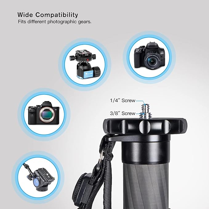 SIRUI Camera Monopod P-326 6 Section Carbon Fiber Compact Lightweight Travel Monopod - Image 3
