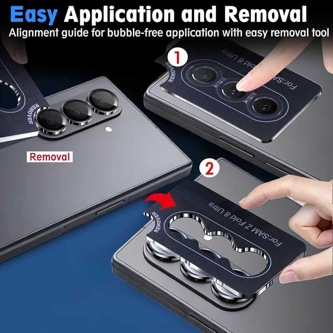 SiHPuoy Camera Lens Protector for Samsung Galaxy Z Fold 8 Ultra, Black | 9H+ Tempered Glass, Military Grade Shatterproof,Anti-Scratch, Case Friendly,HD Metal Camera Cover,Does not Affect Night Shots - Image 7