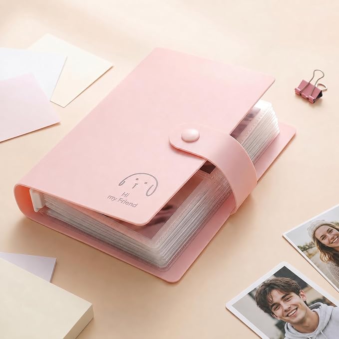 Kpop Card Holder Book with 240 Pockets - Mini Photo Album for 3.5 x 2.25 Inch Film & Photocard, Small Wallet Scrapbook Albums Holder Set for Collect Personalized Cards, Pictures, Postcards (Pink) - Image 3