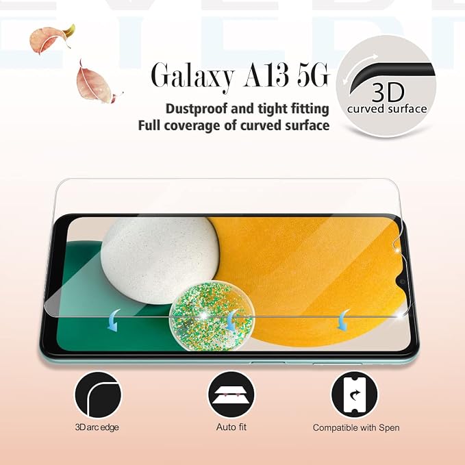 Galaxy A13/A13 5G/A03S/A02S Tempered Glass Screen Protector, [2 Pack] [Anti-scratch] [3D Glass] for Samsung Galaxy A13/A13 5G/A03S/A02S - Image 3