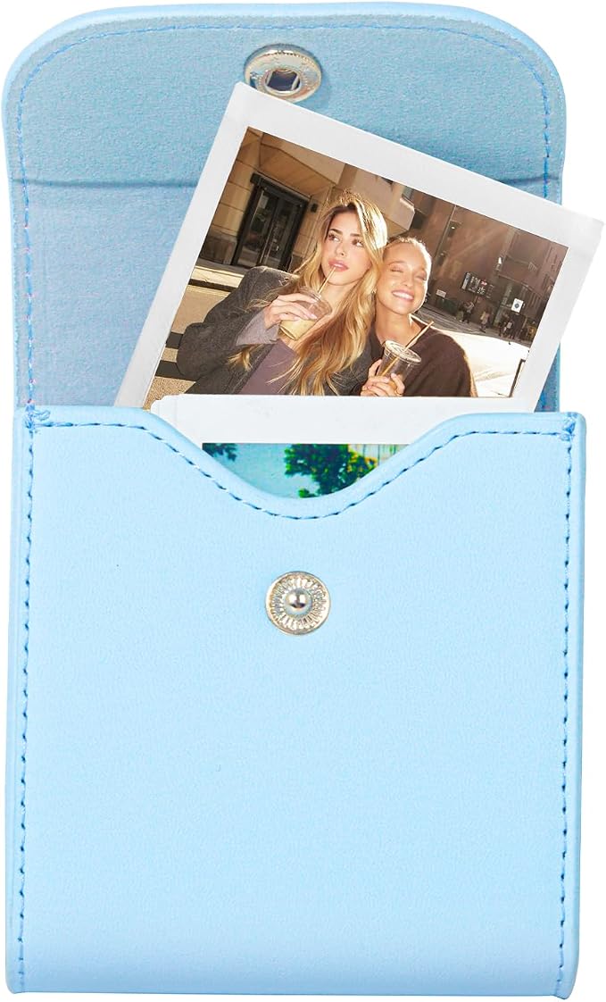 CAIYOULE Square Photo Pouch for Fujifilm Instax SQ Films, Blue | PU Picture Holder Case for Fujifilm Instax SQ1/40/20/10/6/SP-3 2.9x3.4" Film, Photo Storage Pocket, Can hold 50+ SQ Photos by CAIYOULE