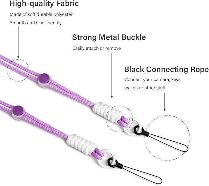 VOVMOEYA Camera Strap,Long Neck Strap for Fujifilm Mini 12/11/9/8/7+,Shoulder Strap camera strap Long Crossbody Lanyard for photographer Camera/Badge Holder/Keys/Wallet Multi-Function Lanyard(Purple) - Image 2