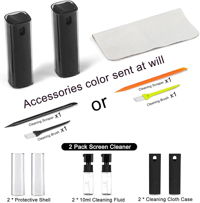 walrfid 2 Pack Screen Cleaner Spray and Wipe for Laptop Monitor and Car Screens, Phone Touchscreen Mist Cleaning Kit for Cellphone, Tablet, PC, Computer, LCD, MacBook, iPhone, iPad, Mac Pro - Black - Image 3