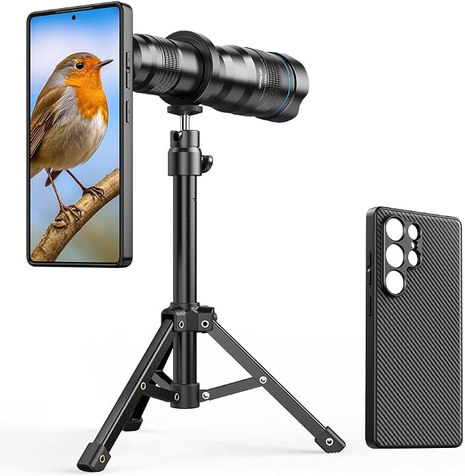 APEXEL 36x Telephoto Lens Compatible with Samsung Galaxy S25 Ultra | Photography for Travel, Birdwatching, Exploration | Kit with Sturdy Metal Tripod and Threaded Phone Case by Apexel