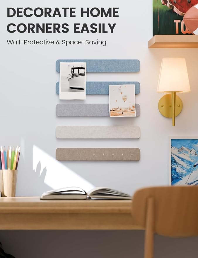 Fluxynara 13" x 2" Felt Wall Panels, Coastal | 5-Pack Includes 35 Push Pins and Adhesive Tabs for Photos, Notes and Decor in Bedroom Doors, Home Office or Studios - Image 4
