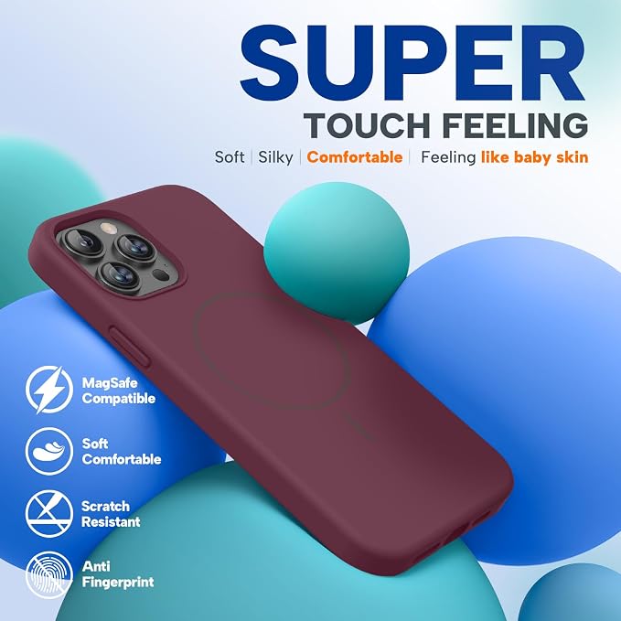 Miracase Silicone for iPhone 12 Pro Max Case, Wine Red | Soft Anti-Scratch Microfiber Lining, Premium Silicone Cover Shockproof Drop Protection Phone Case for 12 Pro Max - Image 4