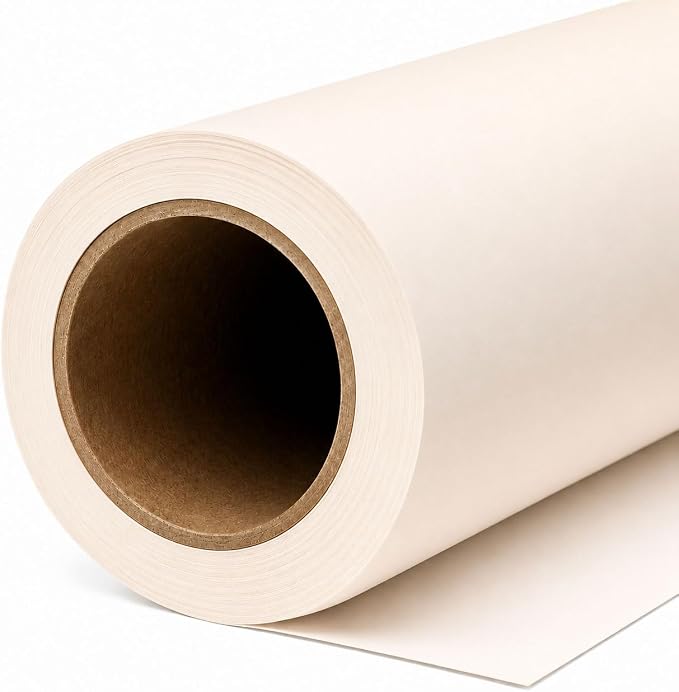 Yizhily Ivorine Seamless Paper Backdrop, 53 in x 32.8 ft | Portrait photography; headshots; food shoots; tabletop products; small studio photoshoots by YizhilySeamlessBackgroundPaper