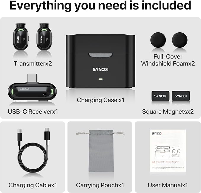 SYNCO AI Mini Wireless Lavalier Microphone for Android USB-C Creators | AI Translation & Instant Summaries, AI Noise Reduction and Mind Maps, Save Time for Vlogs, Interviews, Meetings, Travel - Image 8