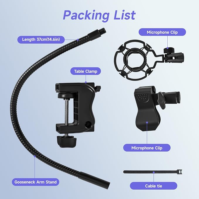 2-in-1 Podium Microphone Holder & Mic Holder -13.78" Flexible Gooseneck Desktop Mic Stands Holder for Lectern Podium Podcast Meetings Lectures Pulpit Streaming Gaming Studio (Upgrade) - Image 7