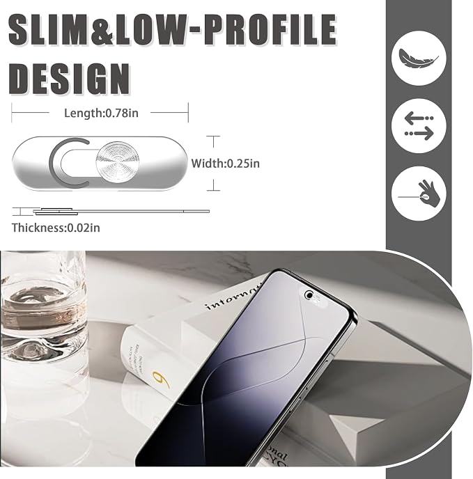 Front Camera Cover Compatible for Smartphones,Webcam Cover Compatible for Pixel/Galaxy/iPad,Protect Privacy and Security,Camera Slide Protection,2 Pack-Silver - Image 4