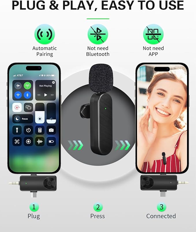 4 Packs Wireless Lavalier Mic for iPhone Android Camera | Professional Wireless Mini Microphone for 4-Person Video Recording, Podcasts, Vlogs, YouTube, TikTok and Computers - Image 5