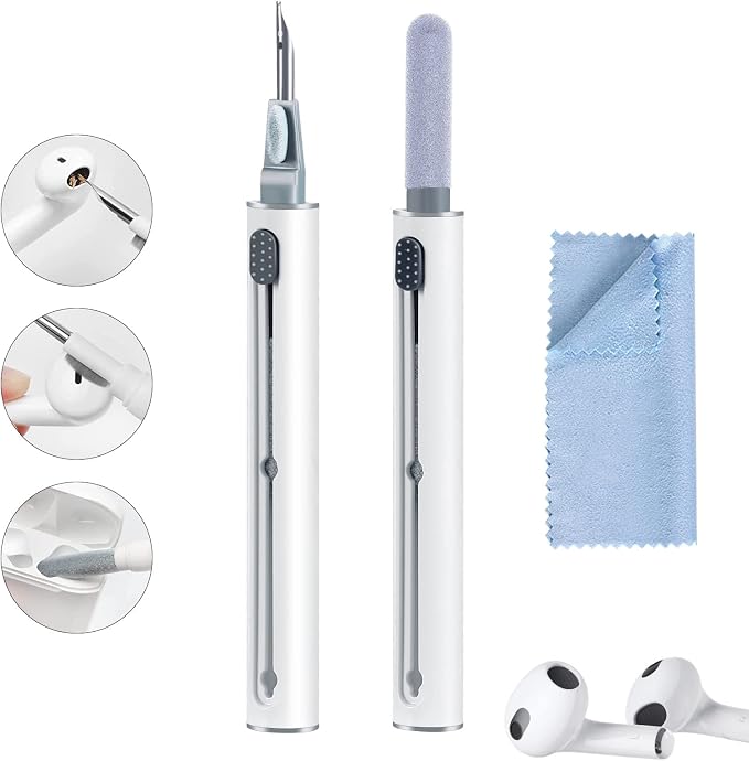 Airpod Cleaner Kit, Earbud Cleaning Kit for Airpods Pro 1 2 3,Multi-Function Cleaning Pen with Soft Brush Flocking Sponge, Suitable for Bluetooth Headset, Charging Box, Mobile Phone,Earbud (1Pcs) by VUBOJO