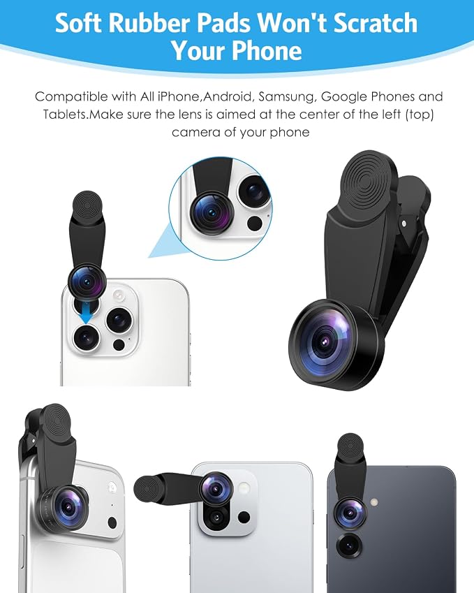 AMIR 7 in 1 Phone Camera Lens Kit with 2X Telephoto, 0.63X Wide Angle, 15X Macro, 198° Fisheye, CPL Filter, Star & Kaleidoscope Lens, HD Mobile Lens Set for iPhone, Samsung & Smartphones - Image 7